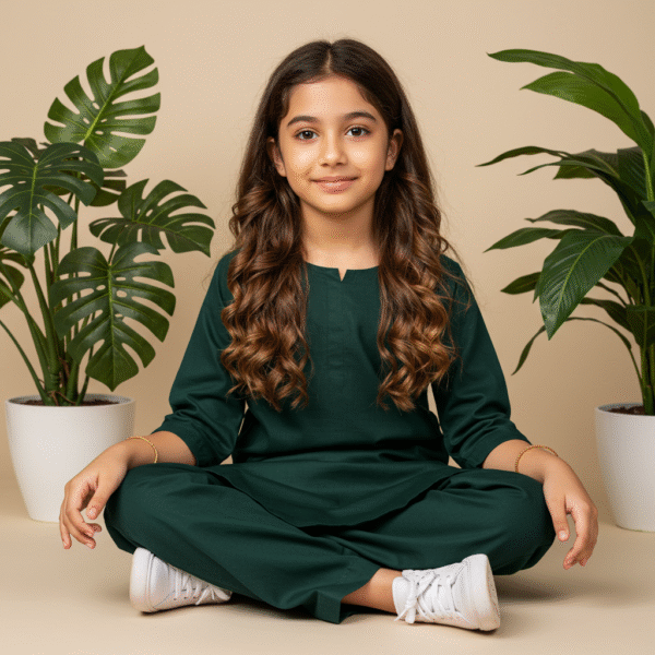 Navy Green Shalwar Kameez - Image 3