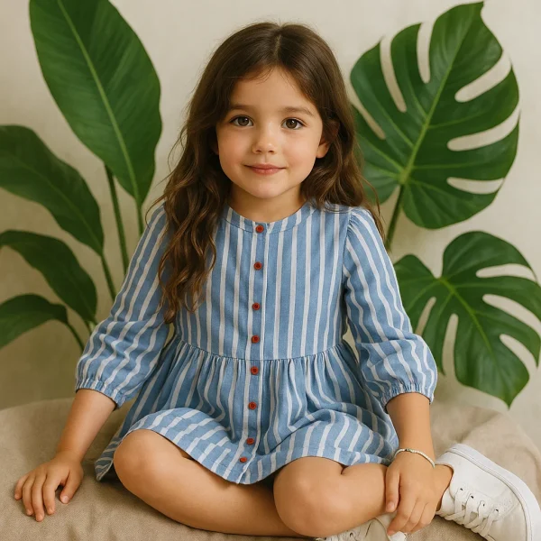 Sky Stripe Frill Dress