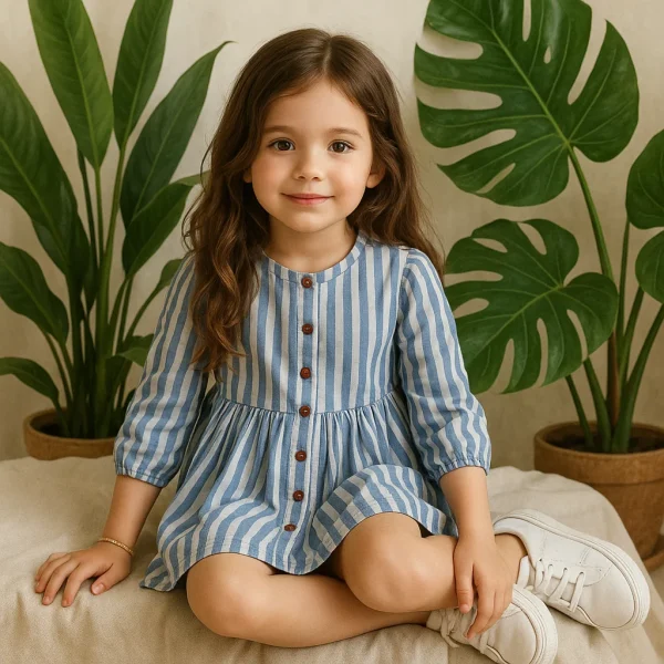 Sky Stripe Frill Dress - Image 2