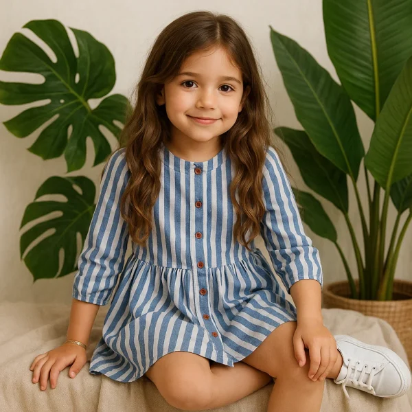 Sky Stripe Frill Dress - Image 3